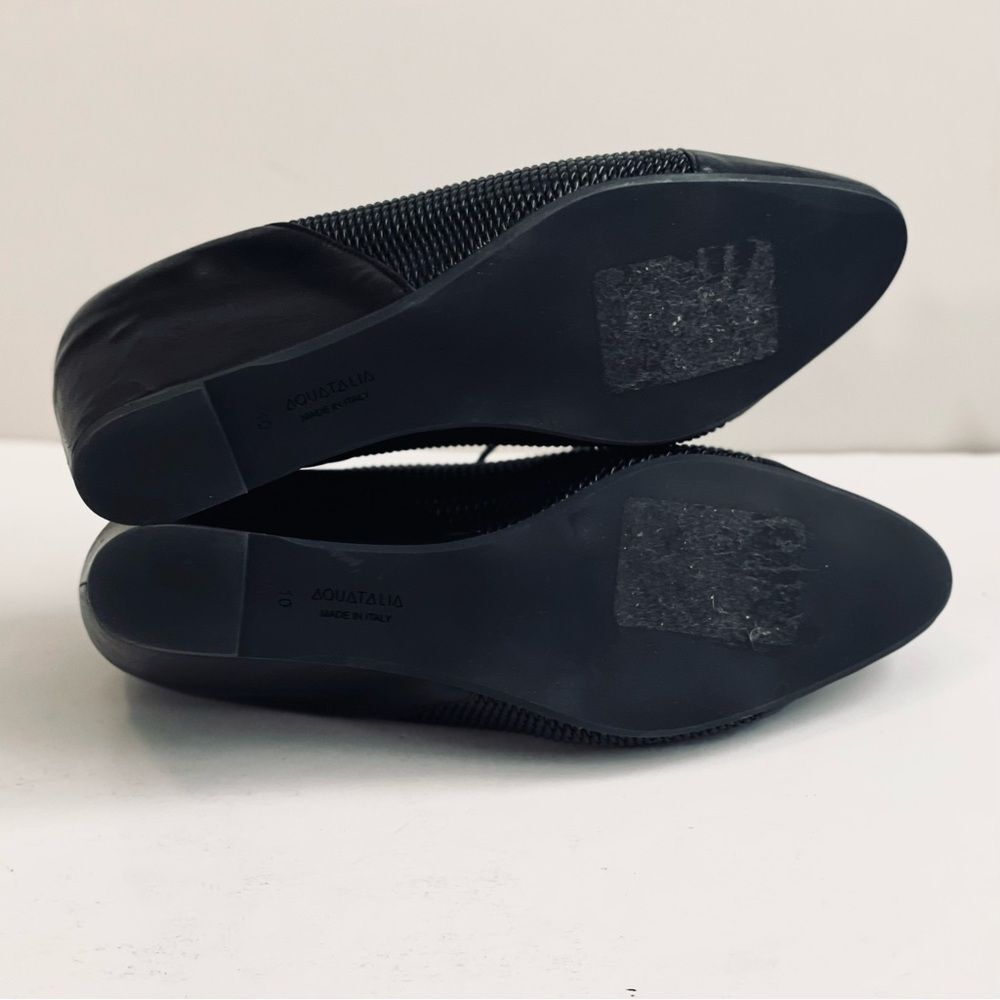 Aquatalia by Marvin K Sacchetto Black Woven Leather Pandora Wedge Pump Sz 10 - Picture 9 of 12